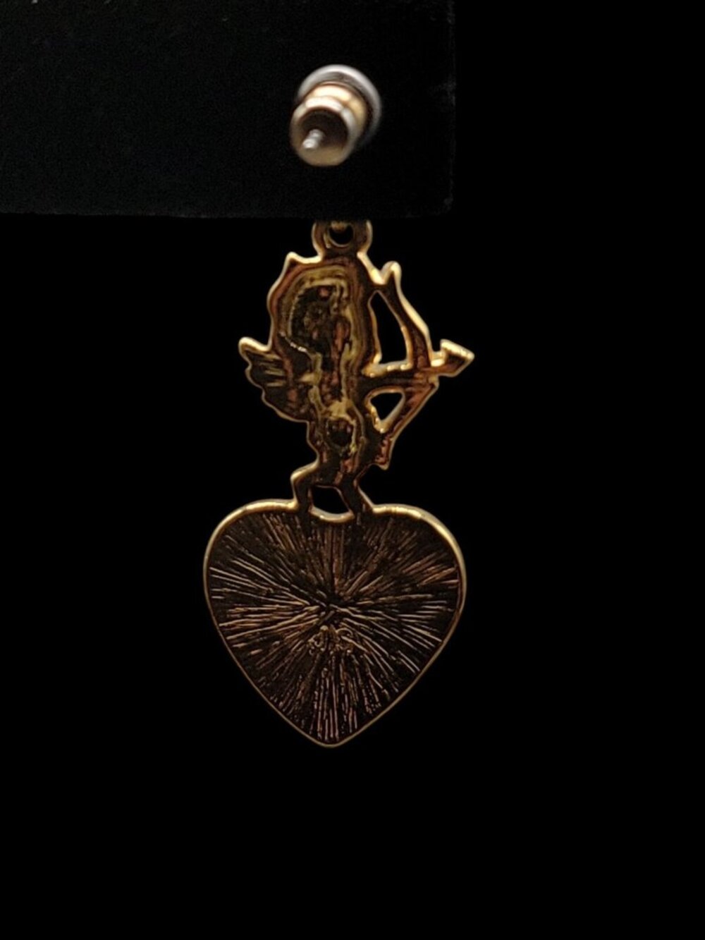 Jim Shore Post Earrings Cherub Dangling  Heart Mabe Pearl Rare Find Collectible - Picture 10 of 13
